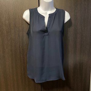 LOFT Navy Blue Split Neck Tank
